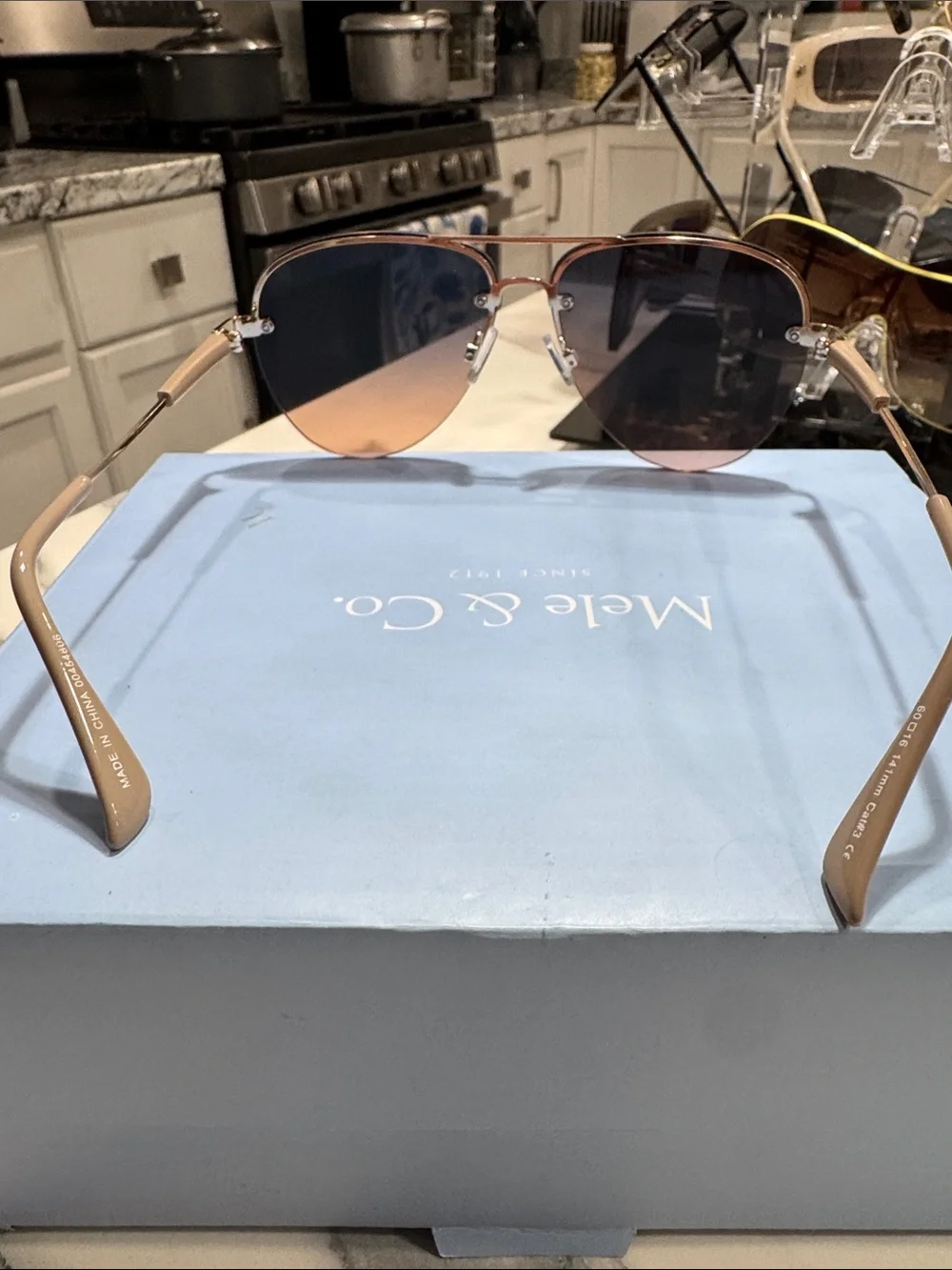 Men's Rimless Gradient Sunglasses - Brown/Black